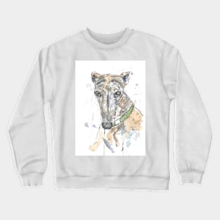 Brindle greyhound portrait Crewneck Sweatshirt